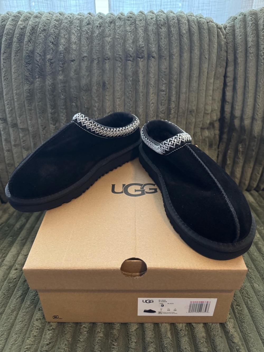 UGG Black Suede Slip-On Manded Cuff Mules
